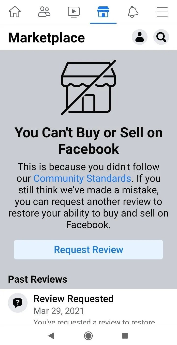 Förbud på Facebook Marketplace